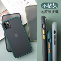 适用iphone11手机壳苹果11硅胶iphone11promax全包防摔11pro保护套液态MAX撞色软网红潮磨砂透明por厚TPU（蓝色+荧光绿按键+微透黑背板（型号请备注11/PRO/MAX））