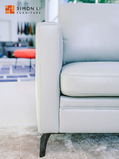 SimonLi真皮沙发 现代轻奢头层牛皮小户型客厅沙发 组合家具C071（单人、限量供应甄选全头层 冰霜天鹅绒）