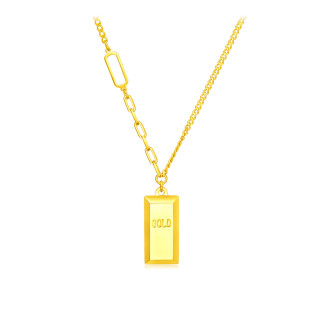 周大福 ing系列金砖金条足金黄金项链吊坠