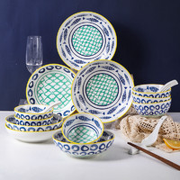 顺祥陶瓷日式拉面碗碟套装创意个性家用餐具汤碗饭碗盘子大号网红（7.5英寸深盘2个装（微波炉可用））