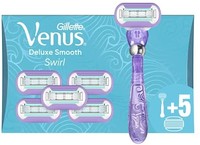 Gillette 吉列 Venus Deluxe Smooth Swirl 女士剃须刀 带 6 个剃须刀片 5 个持久刀片
