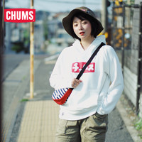 CHUMS/洽洽鸟 日系潮流户外男女同款连帽卫衣户外休闲衣CH00-1177（M、黑色K001-斜肩款）