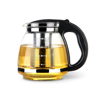 玻璃茶壶茶具耐高温单壶茶水分离过滤杯大容量加厚耐热冲泡茶水壶（A089B单壶1500ML+2直筒杯）
