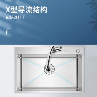 ARROW 箭牌卫浴 箭牌厨房304加厚不锈钢水槽套餐手工单槽大洗碗台下淘菜盆水斗池（A2款 580