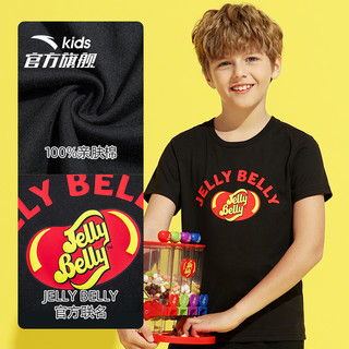 安踏儿童JellyBelly男童夏装短t2020夏新款联名大童短袖t恤运动衫（K91502梦幻黑-4、160cm ）