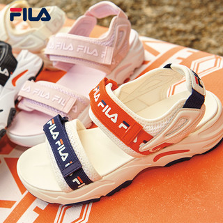FILA斐乐官方女运动凉鞋魔术贴2021夏季新款休闲鞋软底轻便沙滩鞋（36.5、丁香粉-PK）