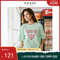 GUESS薄款情侣新款宽松男女三角LOGO棉圆领短袖T恤-MK2K8405K