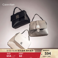 Calvin Klein CK女包秋冬新款金属LOGO扣单肩斜挎包DH2794 080-浅灰 OS