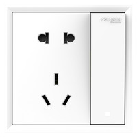 Schneider 施耐德 皓朗系列 一开双控五孔插座 清雅白色