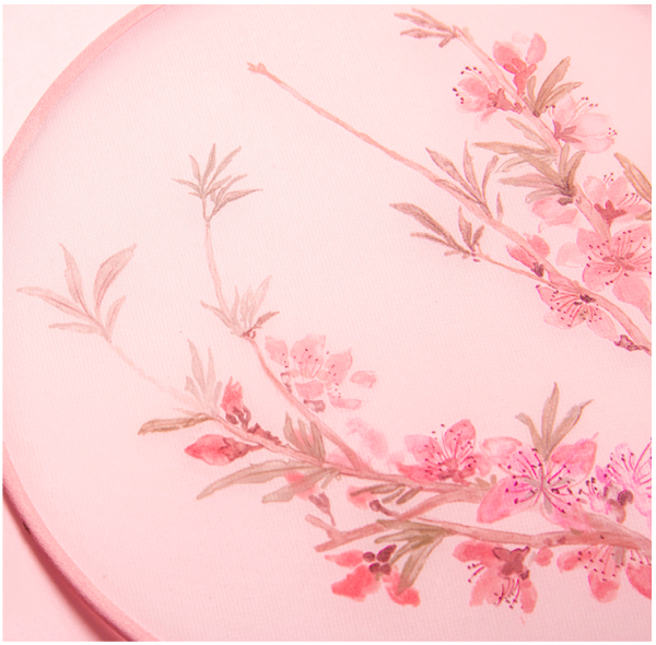 中国国家博物馆 桃花归处恽寿平团扇 210x120x10mm 复古扇子 搭配汉服