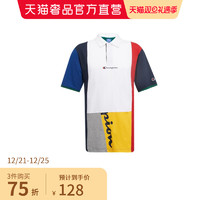 Champion 拼色全棉LOGO翻领男士POLO衫夏季运动撞色