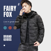 FAIRY-FOX 冬季男款简约连帽保暖棉衣休闲男式夹克外套