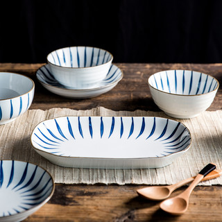 日式碗碟套装家用陶瓷菜盘子面碗组合网红简约餐具碗筷鱼盘吃饭碗