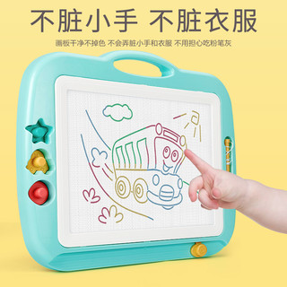 画板儿童可擦画画板绘画屏幼儿磁性写字板宝宝磁力涂鸦板家用玩具（大画板浅紫【含12模卡8大模板6印章3笔2工具1画册】）