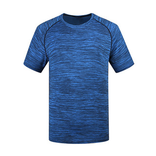 夏季户外休闲运动速干上衣男女士短袖t恤情侣薄款跑步训练健身服（XL、女款蓝色）