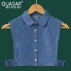 Quasar新款秋冬韩版百搭假领子女衬衫钉珠牛仔装饰假领加大衬衣领