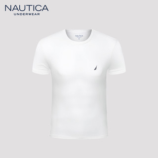 NAUTICA 诺帝卡 Underwear男士短袖夏季纯棉圆领微弹宽松020187（M、白色圆领）