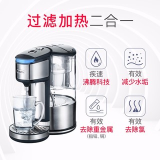 碧然德（BRITA）即热饮水机净水吧净水器家用电水壶净水壶1.8L加热过滤2合1配滤芯 HotCup净水吧 1机1芯+标准版滤芯1枚