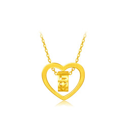 chowtaifook周大福简约心形足金黄金项链吊坠