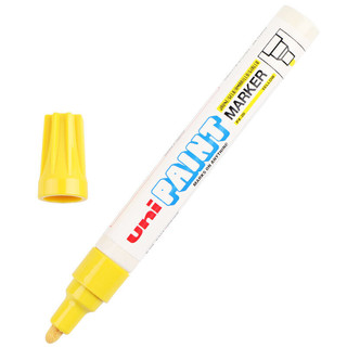 uni 三菱铅笔 PX-20 单头中字油漆笔 黄色 12支装
