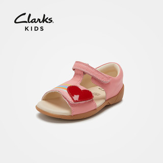 clarks其乐童鞋女童宝宝夏季室内透气舒适爱心软底学步鞋儿童凉鞋（24、粉色）
