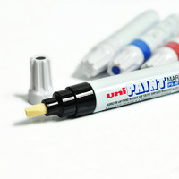 uni 三菱铅笔 三菱油漆笔 PX-30宽记号笔 不掉漆 斜头粗字油性笔 4.0-8.5mm黄色 单支装