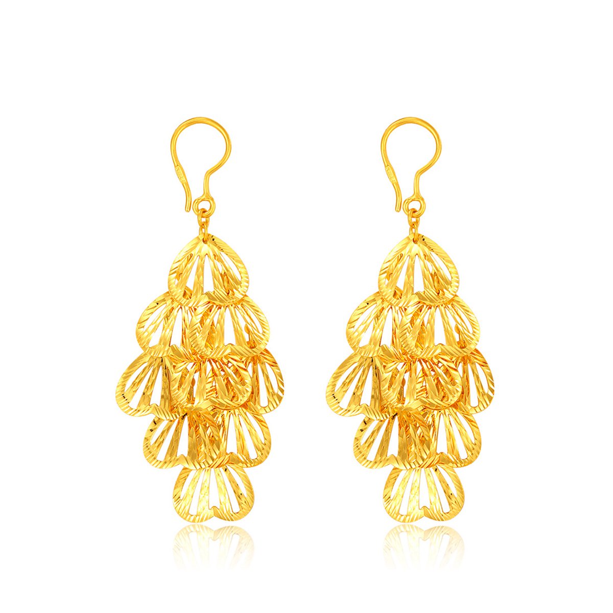 赛菲尔万足凤羽足金999.9女士黄金耳环黄金耳线耳坠计价 10.55g