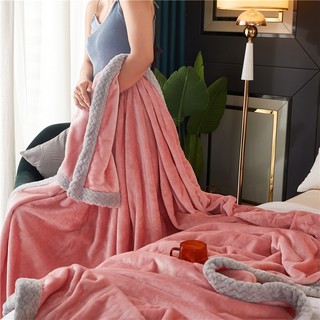 辰枫 家纺 牛奶绒毛毯加厚超柔盖毯春秋冬季礼品毯子床上用品 粉灰 200x230cm