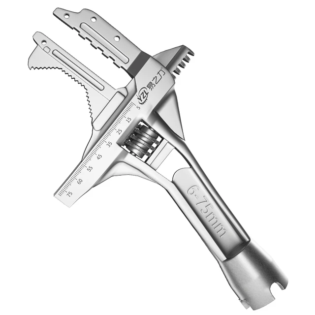 卫浴扳手工具活口短柄大开口多功能活动万能万用板手板子搬手水暖  银色普通款