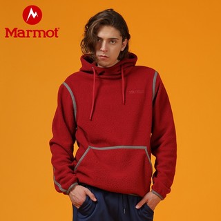Marmot土拨鼠2021新款运动户外情侣保暖长袖羊羔绒风格套头抓绒衣（M、砖红066）