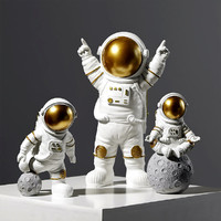 wanyue 万月 3件套简约现代宇航员摆件太空人摆件书桌摆设人物航天员摆件摆饰