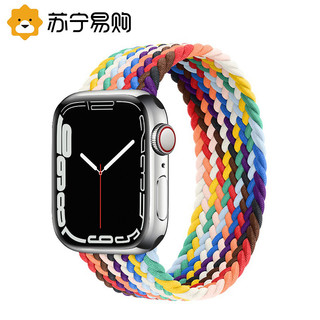 适applewatch7表带苹果手表带s7彩虹iwatch6/5/4/3单圈弹力尼龙SE通用45mm透气41运动s6创意配件502yourstar