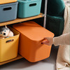 莫兰迪彩色收纳盒多规格大容量带盖可叠加储物盒衣物收纳箱储物箱 手提大号带盖（36.5cm*26.5cm*24.5cm） 暮色橘