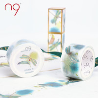 n9复古中国风古风手撕手账胶带5m烫金原创和纸胶带文字手账笔记本子装饰贴纸相册装饰学生DIY创意（n9 酒 诗词和纸胶带（白底烫银））