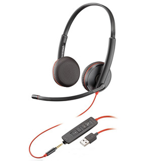 Plantronics 缤特力 C3225 压耳式头戴式降噪有线耳机 黑色 3.5mm+USB-A接口转换线