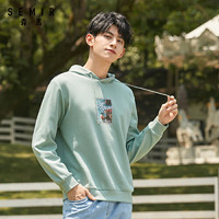 Semir 森马 【2.7折价：20元，仅限12.16一天！】森马男装卫衣2021春新款花卉印花ins连帽衫衣服长袖上衣套头衣服