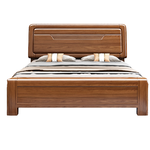 床 实木床双人床胡桃木床新中式婚床大床现代中式床卧室精品家具 胡桃木 单床 框架床(1.5米*2米单人床)