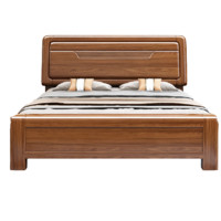 床 实木床双人床胡桃木床新中式婚床大床现代中式床卧室精品家具 胡桃木 单床 框架床(1.5米*2米单人床)