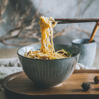 Lototo日式餐具ins风陶瓷碗创意个性饭碗大碗汤碗拉面碗家用吃饭（青玄11件套）
