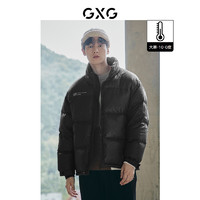 GXG 男装21年冬季新款大理石系列潮流立领短款羽绒服 黑色