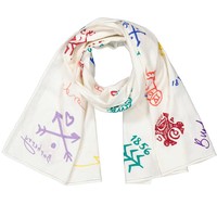 Burberry Embroidered Logo Wrap Scarf