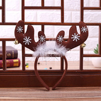 PLUS会员：多美忆 圣诞头饰装饰 羽毛铃铛鹿角头箍咖色2个装