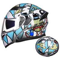 GXT 902 摩托车头盔 揭面盔 热血毛球款 白蓝色 M码