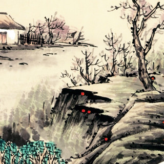 泓砚 HONGYAN《春居图》40x40cm 无纺布 PS框