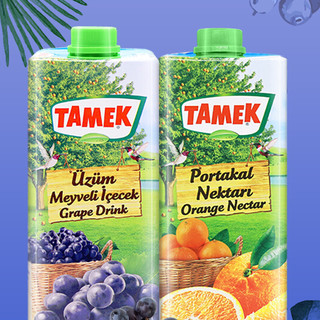 TAMEK 果汁饮料组合装 2口味 1L*2瓶（橙汁+葡萄汁）