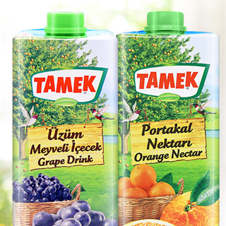 TAMEK 果汁饮料组合装 2口味 1L*2瓶（橙汁+葡萄汁）