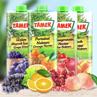 TAMEK 果汁饮料组合装 2口味 1L*2瓶（橙汁+葡萄汁）