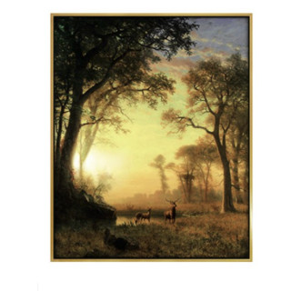 弘舍 阿尔伯特·比尔史伯特《森林之光》65x80cm 1864 油画布 闪耀金实木框
