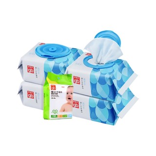 gb 好孩子 婴儿海洋水卫生湿巾 80片*4包+婴儿木糖醇口手湿巾 36片
