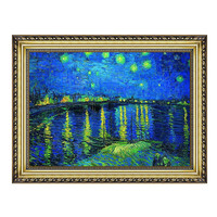 雅昌 梵高《罗纳河的星夜》57x70cm 油画布 宫廷金实木框